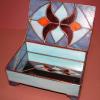 6"x8"x3" stained glass box with feet and mirror bottom.