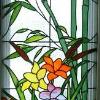 Bamboo & Calla Lily Leaded glass window (21"x69").